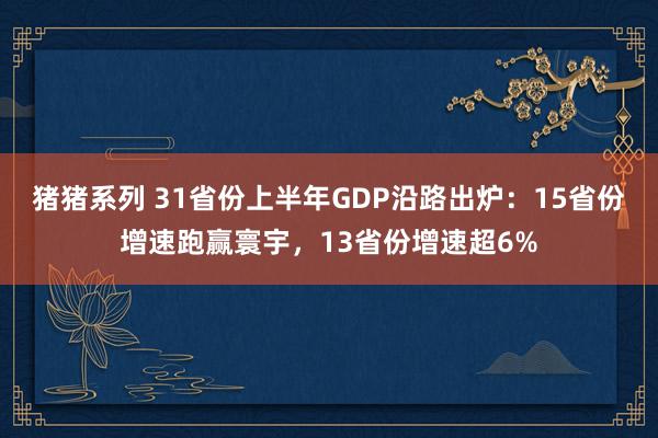 猪猪系列 31省份上半年GDP沿路出炉：15省份增速跑赢寰宇，13省份增速超6%