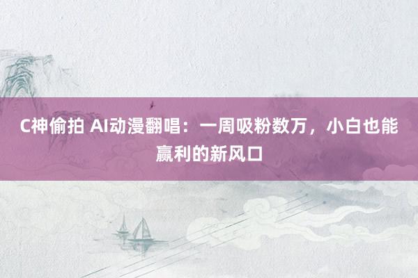 C神偷拍 AI动漫翻唱：一周吸粉数万，小白也能赢利的新风口