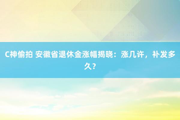 C神偷拍 安徽省退休金涨幅揭晓：涨几许，补发多久？