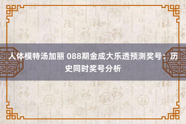 人体模特汤加丽 088期金成大乐透预测奖号：历史同时奖号分析