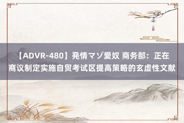 【ADVR-480】発情マゾ愛奴 商务部：正在商议制定实施自贸考试区提高策略的玄虚性文献