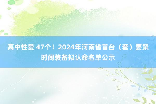 高中性爱 47个！2024年河南省首台（套）要紧时间装备拟认命名单公示