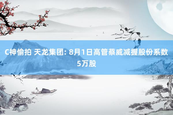 C神偷拍 天龙集团: 8月1日高管蔡威减握股份系数5万股