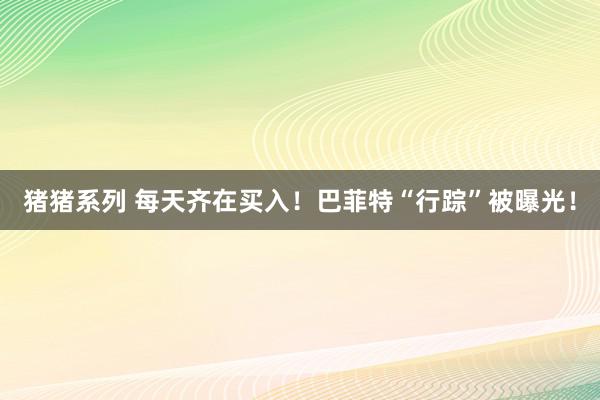 猪猪系列 每天齐在买入！巴菲特“行踪”被曝光！