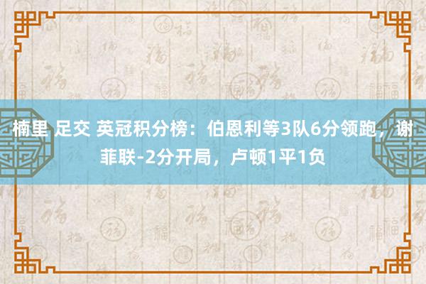 楠里 足交 英冠积分榜：伯恩利等3队6分领跑，谢菲联-2分开局，卢顿1平1负