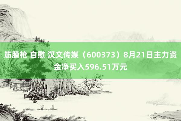 筋膜枪 自慰 汉文传媒（600373）8月21日主力资金净买入596.51万元